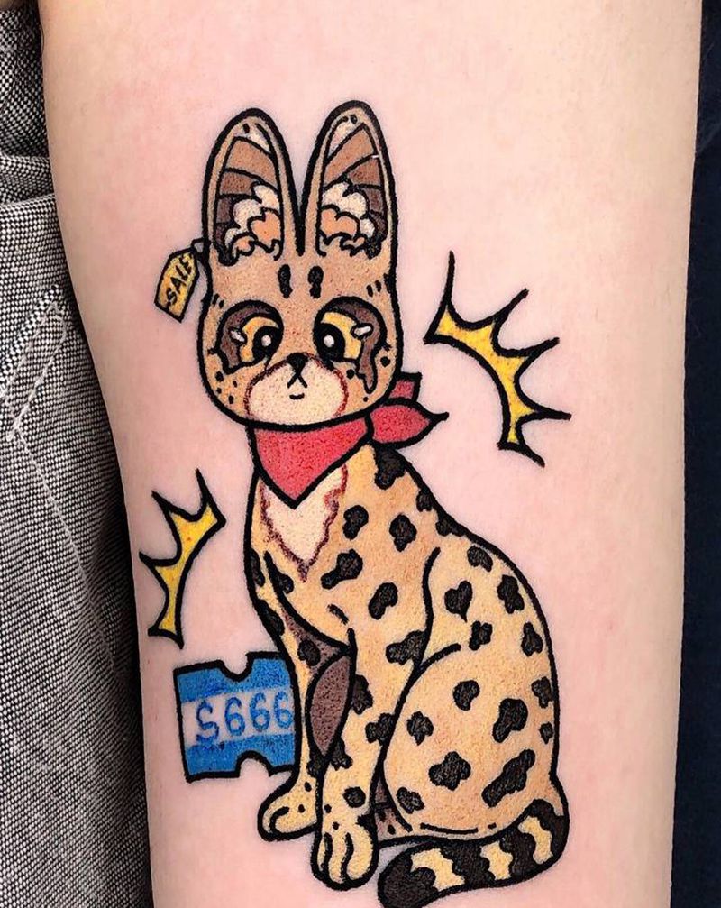 小薮猫纹身图片_手臂New School纹身图案