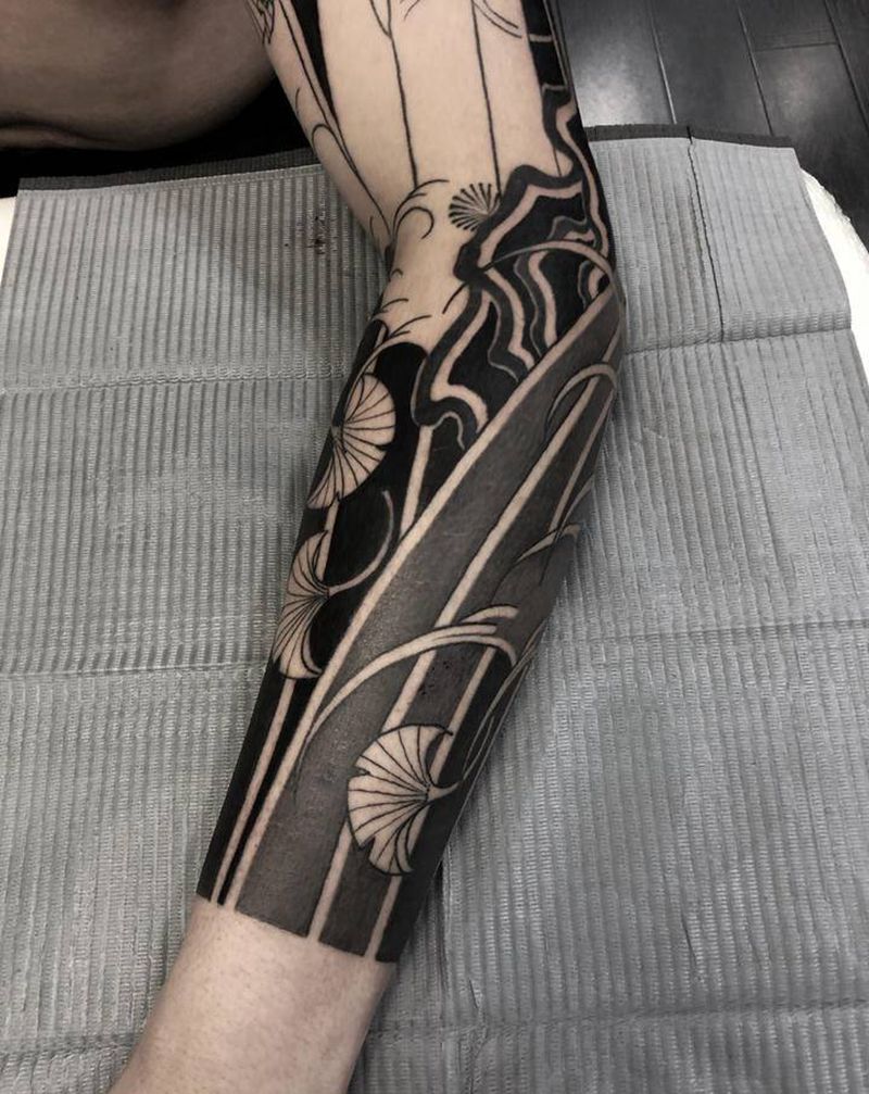 花臂局部纹身图片_手臂肩部老传统新传统纹身图案