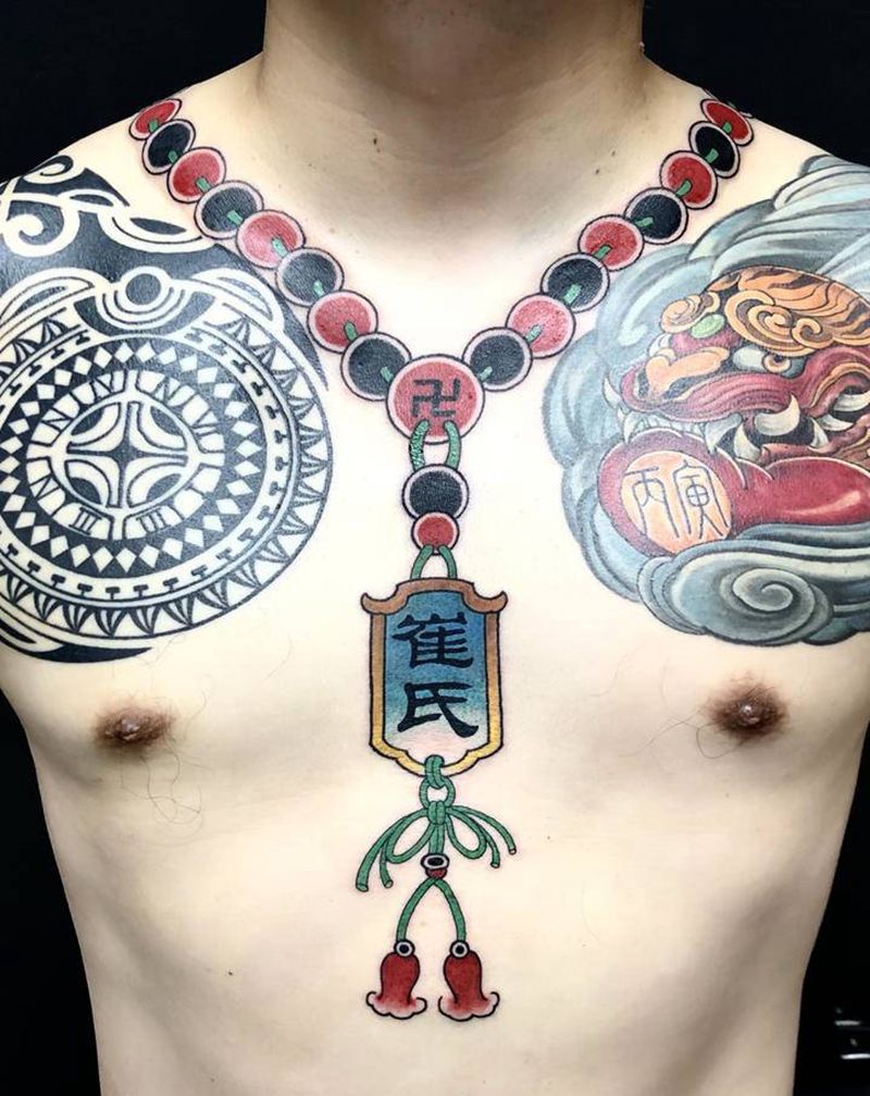 半胛纹身图片_胸部手臂新传统图腾纹身图案