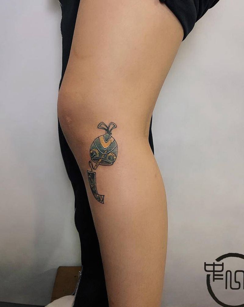 【风铃】盖胎记纹身图片_腿部纹身图案