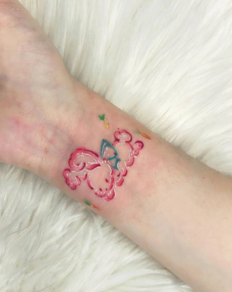 小兔几纹身图片_手臂水彩兔子纹身图案