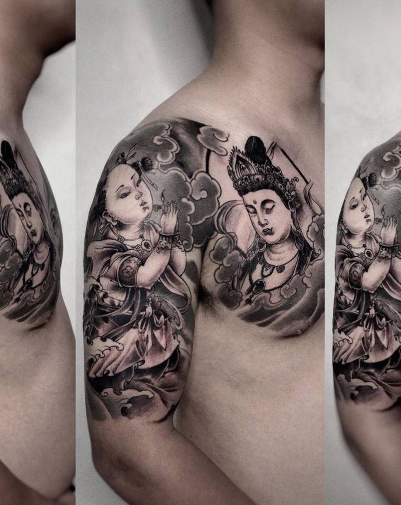 童子 菩萨纹身图片_手臂纹身图案