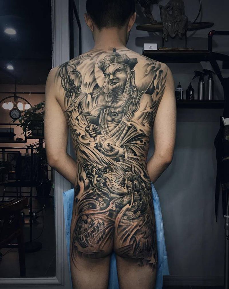 满背 地藏王纹身图片_背部新传统纹身图案