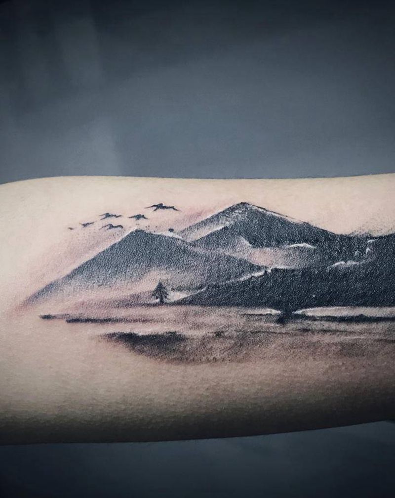 小臂遮盖纹身图片_手臂水墨纹身图案