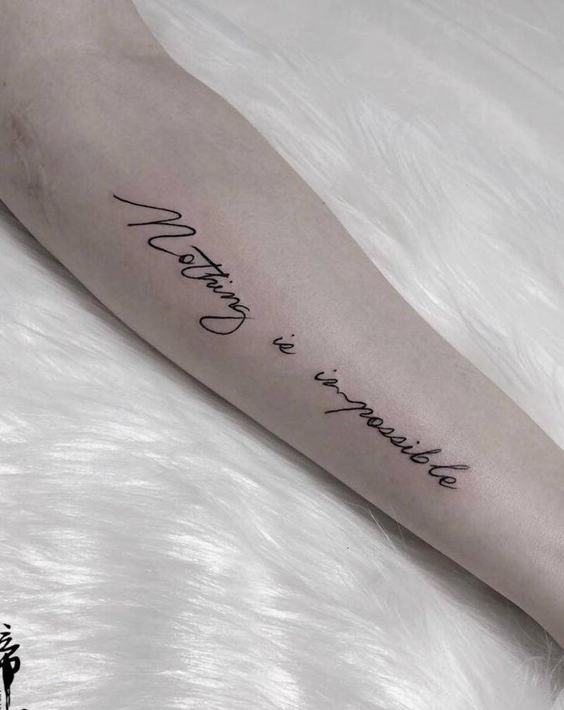 没有什么不可能纹身图片_手臂花体字英文纹身图案