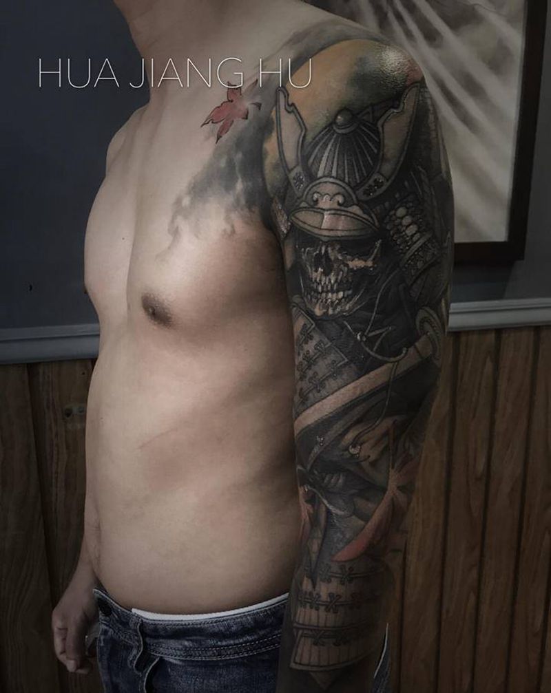 鬼武士纹身图片_手臂新传统纹身图案