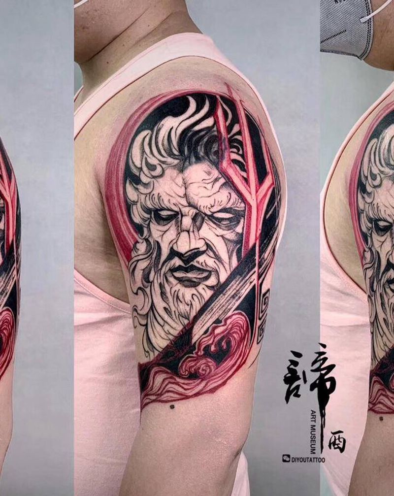 海神波赛冬纹身图片_手臂纹身图案