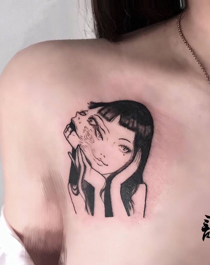 富江纹身图片_胸部动漫纹身图案