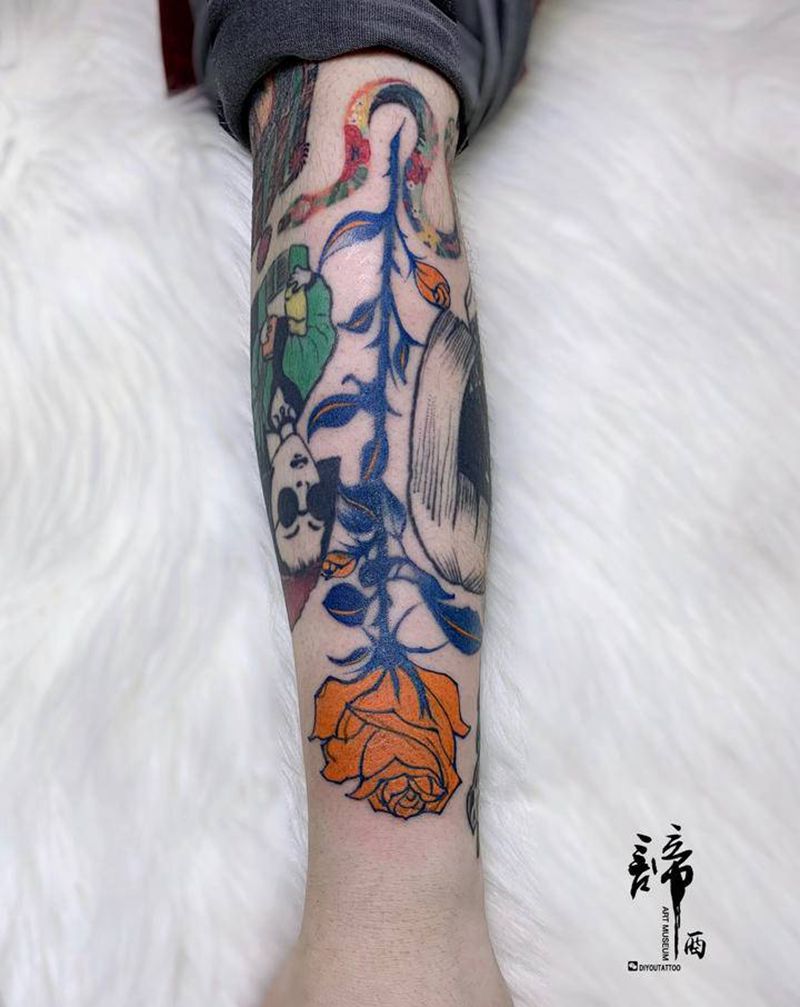旧图变新图纹身图片_手臂水彩水墨纹身图案
