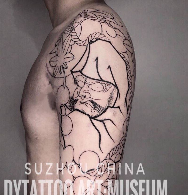 老传统达摩纹身图片_手臂老传统纹身图案