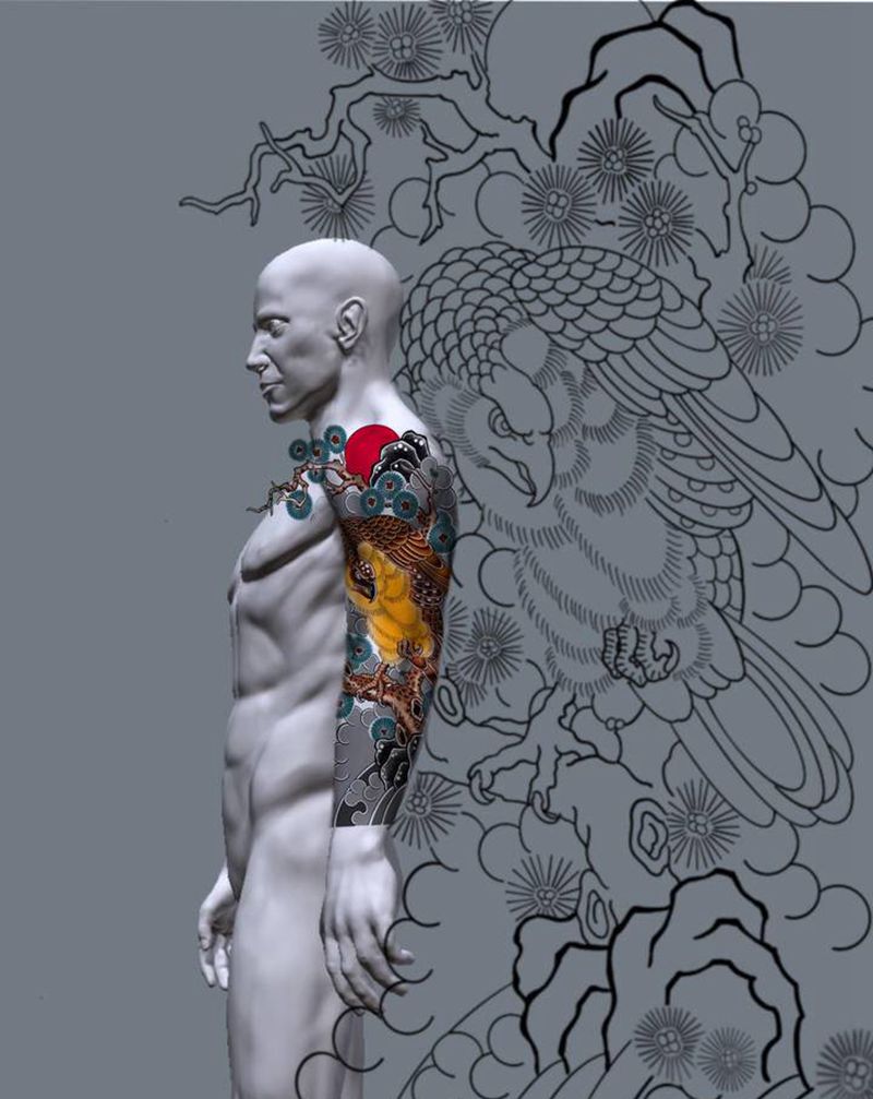 鹰击长空纹身图片_老传统纹身图案