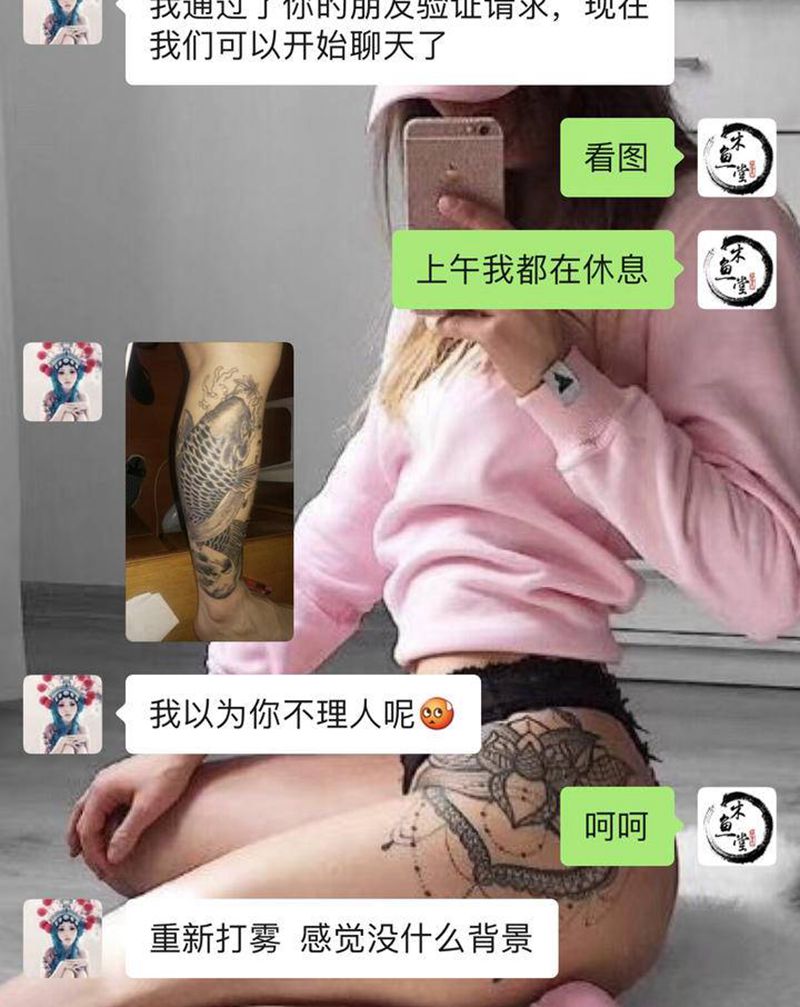 修改鱼纹身图片_腿部新传统纹身图案