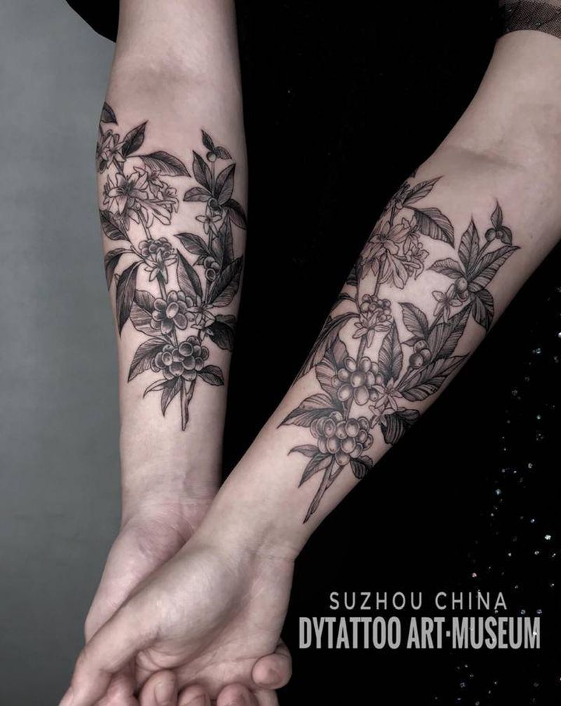 情侣对对碰纹身图片_手臂纹身图案