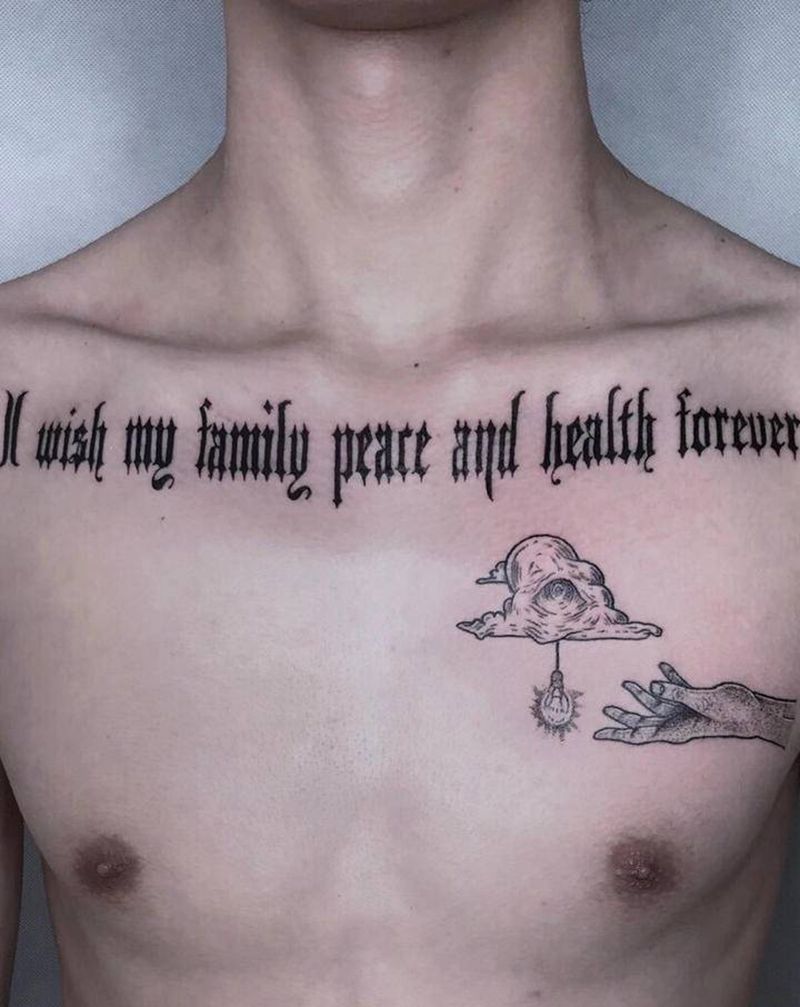 特此的意义纹身图片_胸部纹身图案