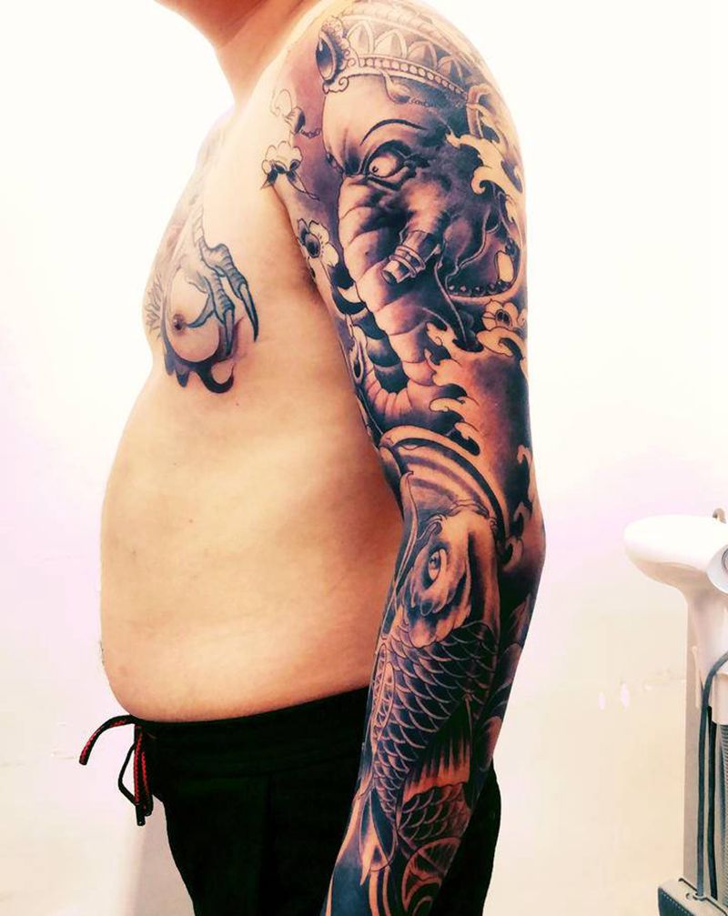 花臂纹身图片_新传统纹身图案