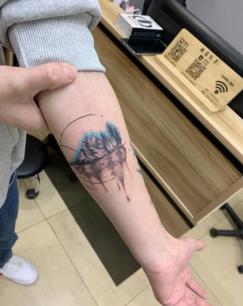 山水纹身图片_手臂纹身图案