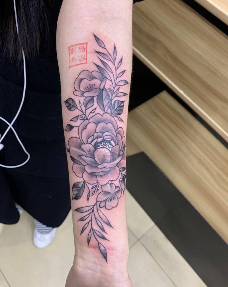 素花纹身图片_手臂纹身图案