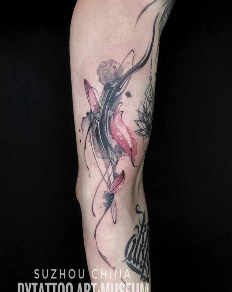 水墨清新纹身图片_手臂水彩水墨纹身图案