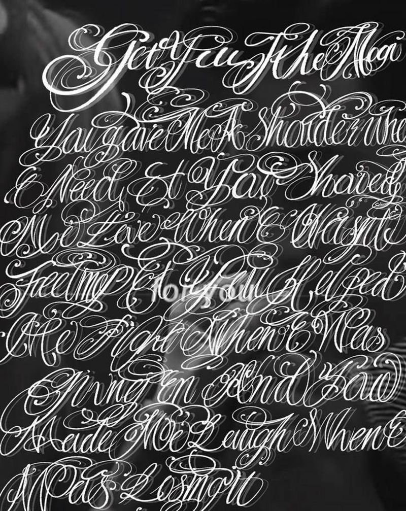 GET U THE MOON纹身图片_花体字纹身图案