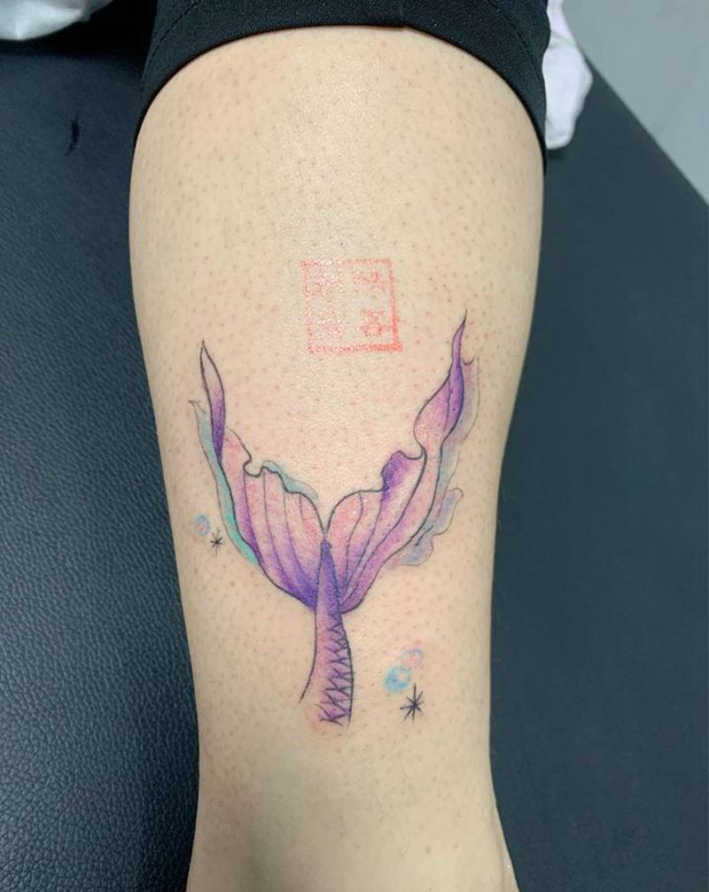 人鱼尾巴纹身图片_脚部纹身图案