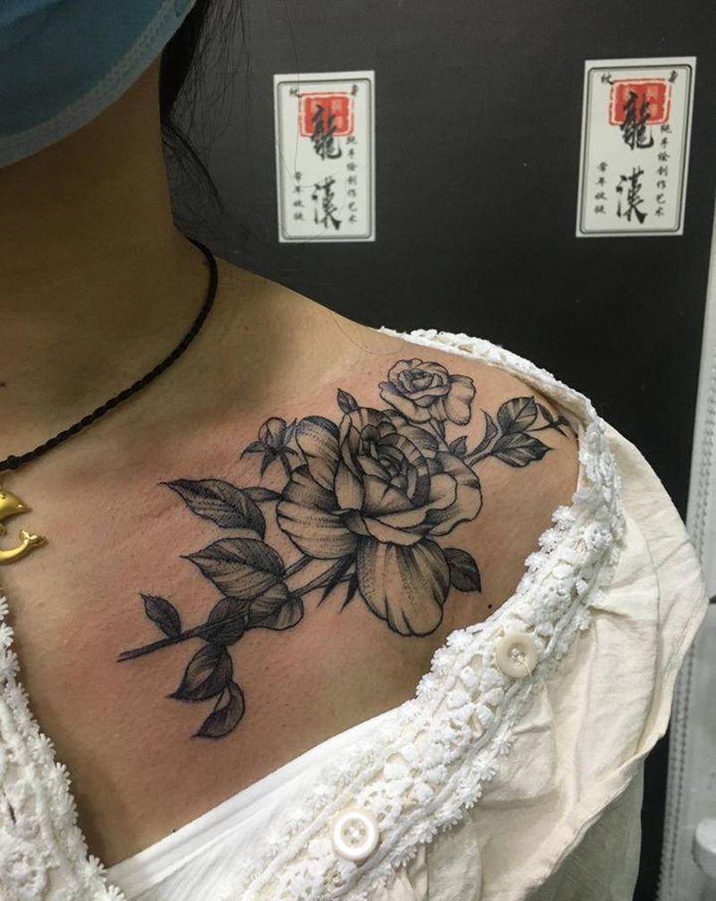 素花纹身图片_肩部手臂点刺几何素花纹身图案