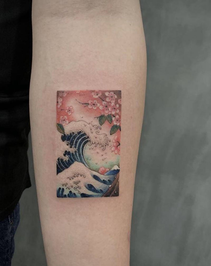 微景纹身图片_手臂水彩纹身图案