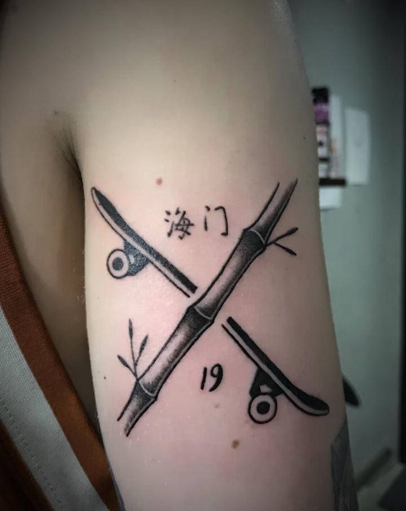 滑板/竹纹身图片_手臂纹身图案