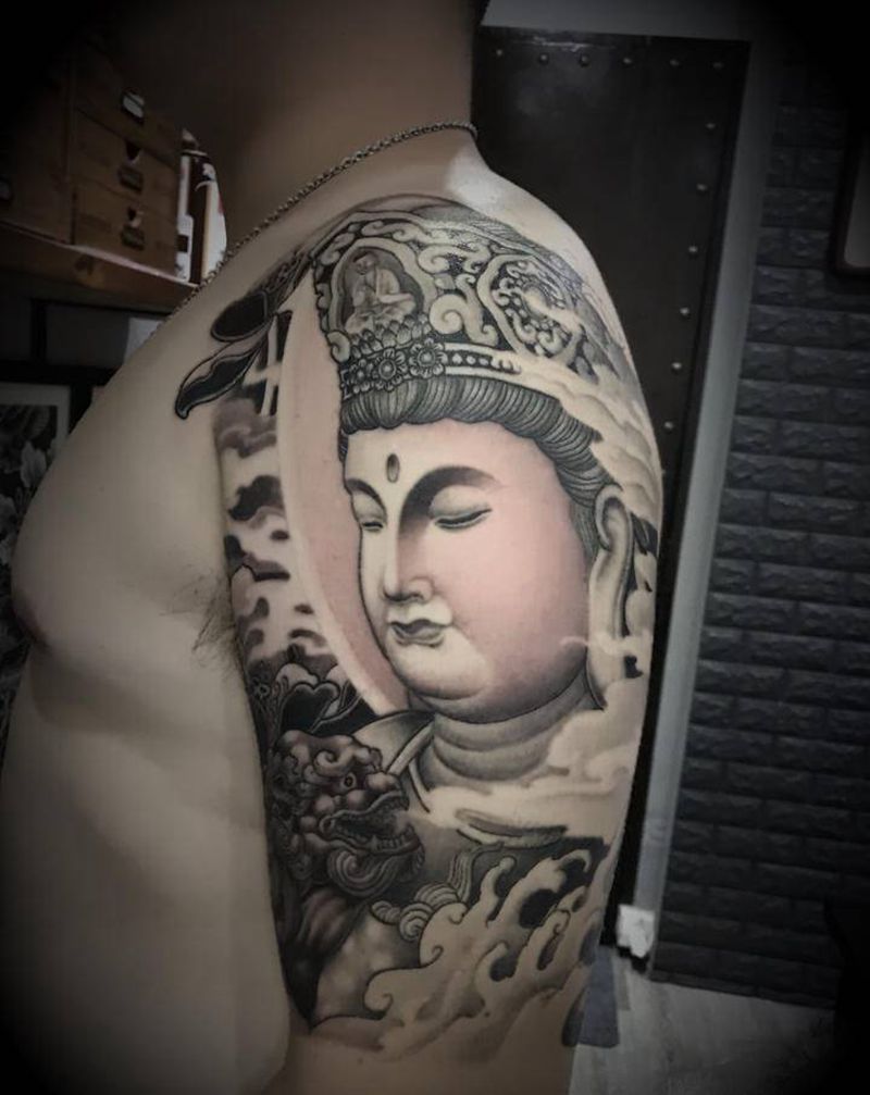 普贤纹身图片_手臂纹身图案