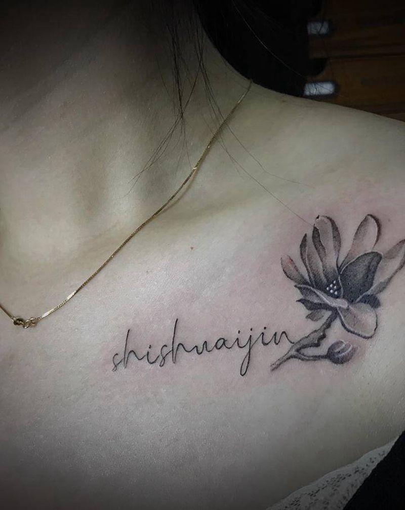 百合纹身图片_肩部纹身图案