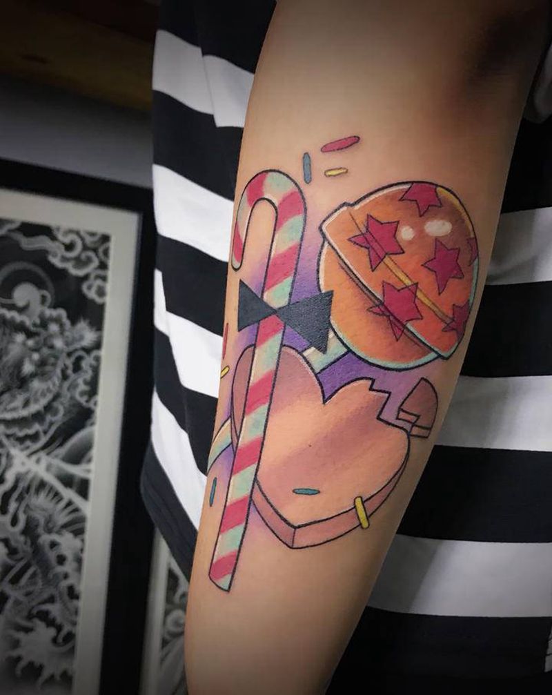 棒棒糖纹身图片_手臂纹身图案