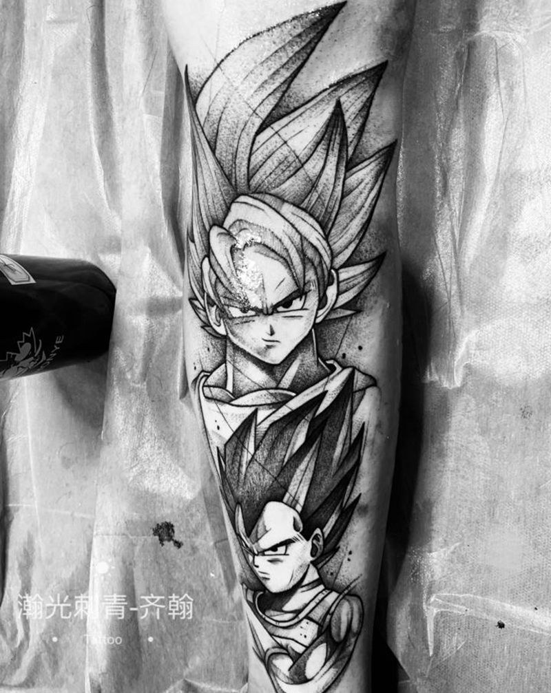 七龙珠纹身图片_手臂腿部欧美写实点刺纹身图案