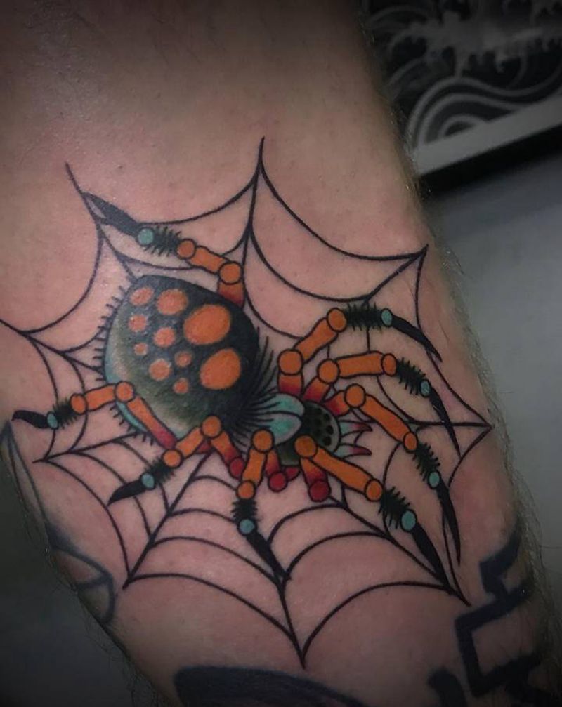 蜘蛛纹身图片_腿部纹身图案