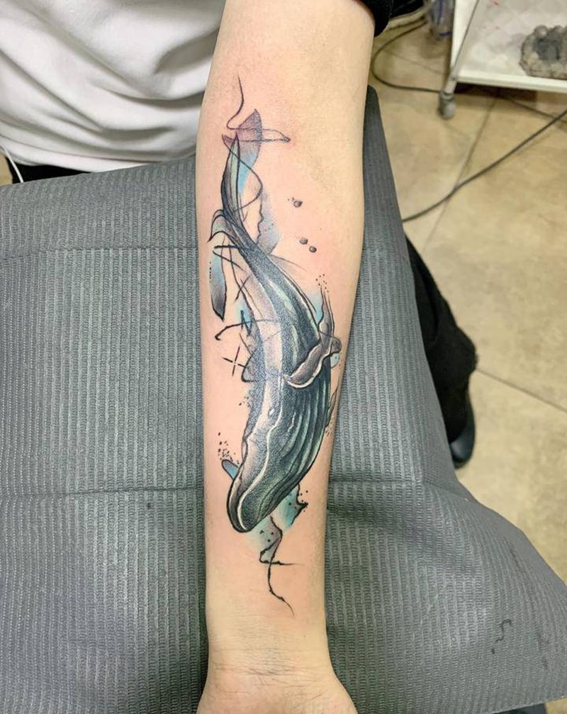 鲸鱼纹身图片_手部新传统纹身图案