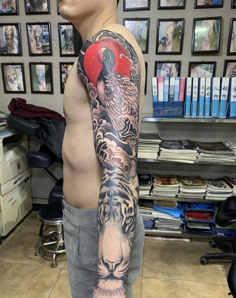 花臂纹身图片_手臂新传统纹身图案