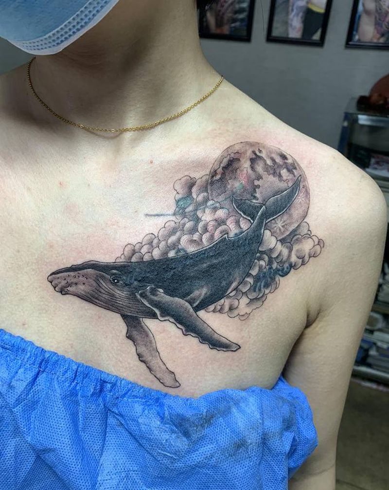 鲸鱼纹身图片_新传统纹身图案
