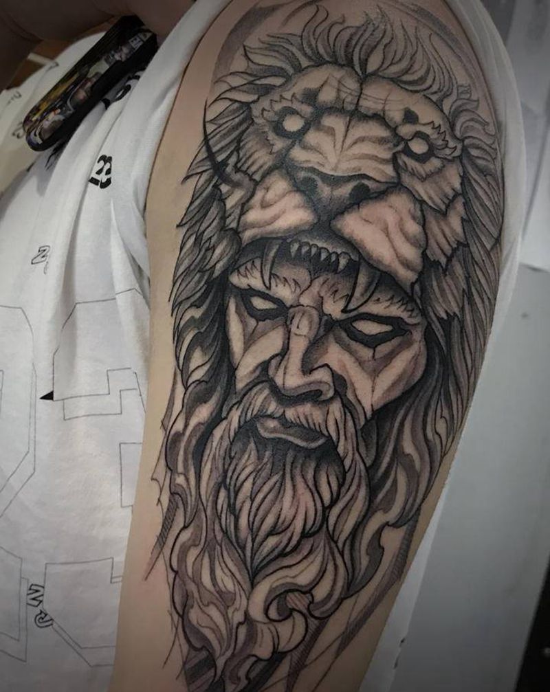 狮子纹身图片_手臂纹身图案