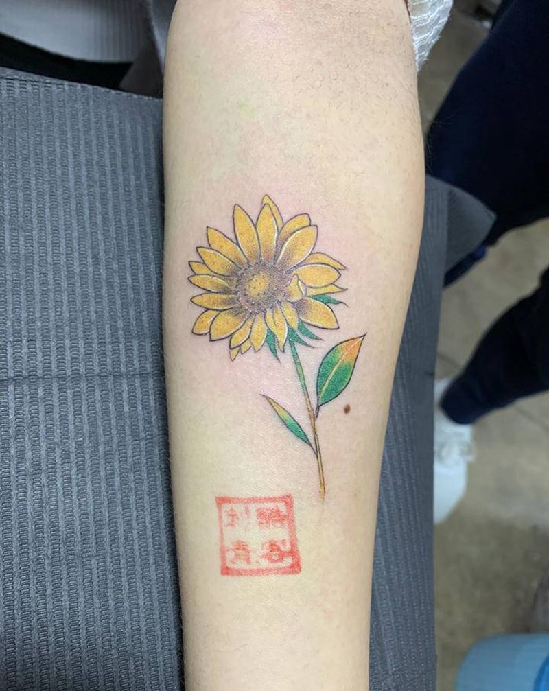 向日葵纹身图片_手臂纹身图案