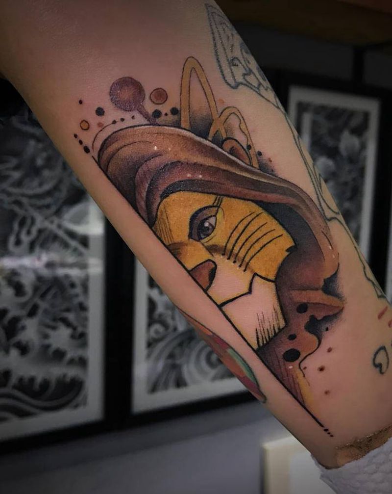 辛巴纹身图片_手臂New School纹身图案