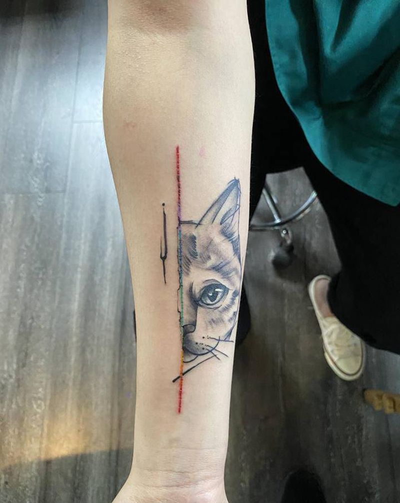 猫纹身图片_手臂纹身图案