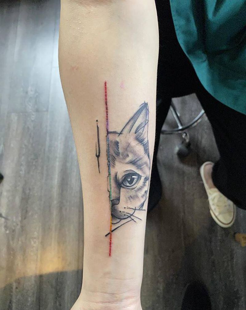 猫纹身图片_手臂纹身图案