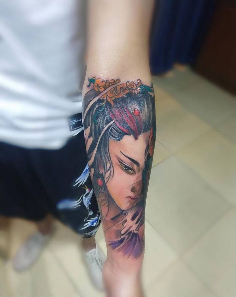 艺妓纹身图片_手臂纹身图案