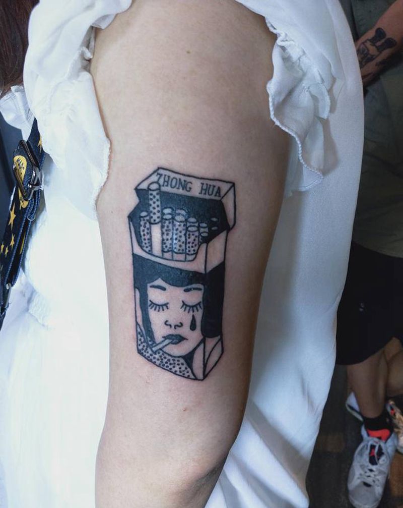 香烟纹身图片_手臂纹身图案