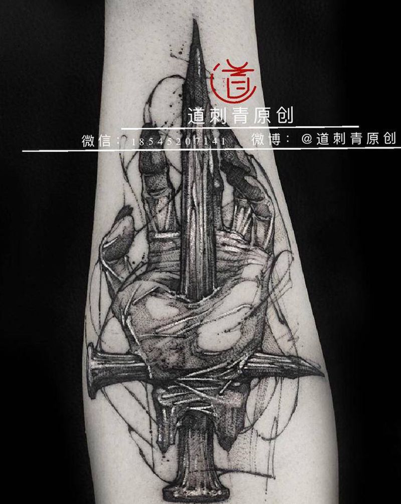 魔手纹身图片_手臂腿部新传统手纹身图案