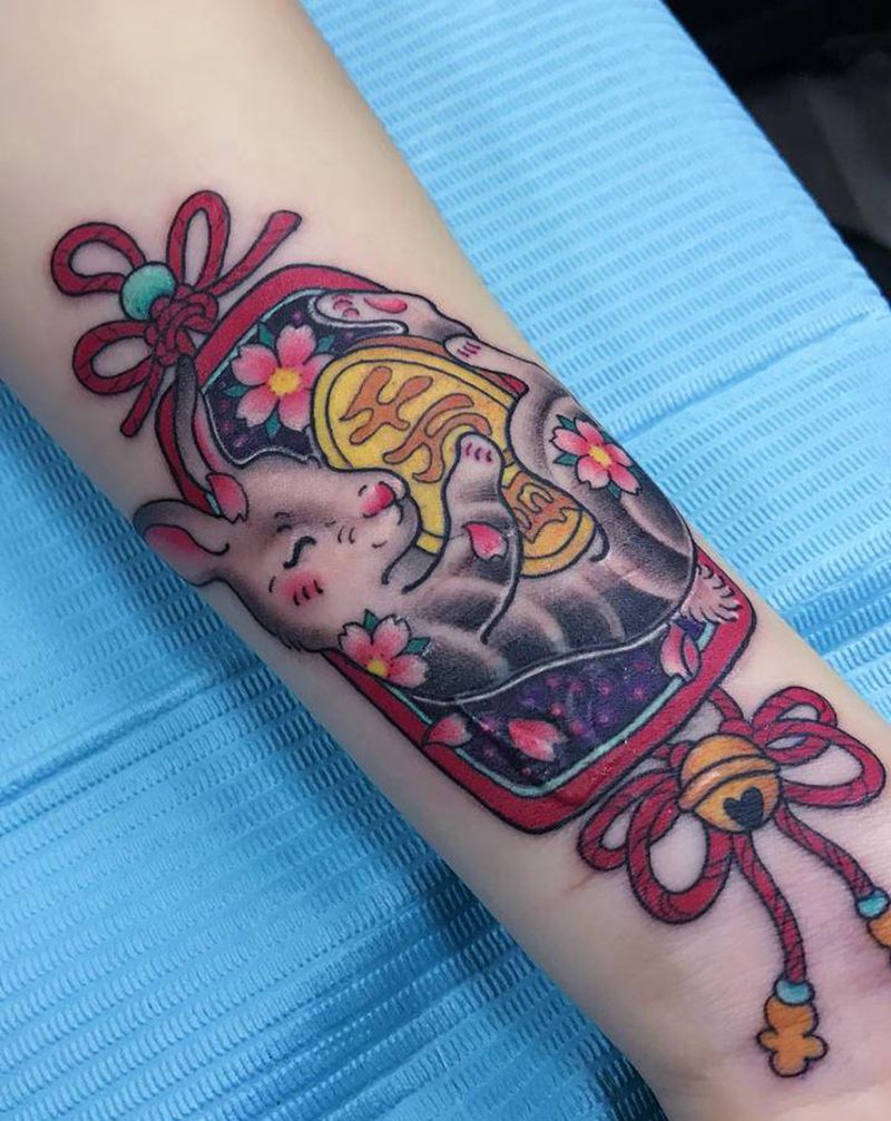 御守（遮盖）纹身图片_手臂日式纹身图案