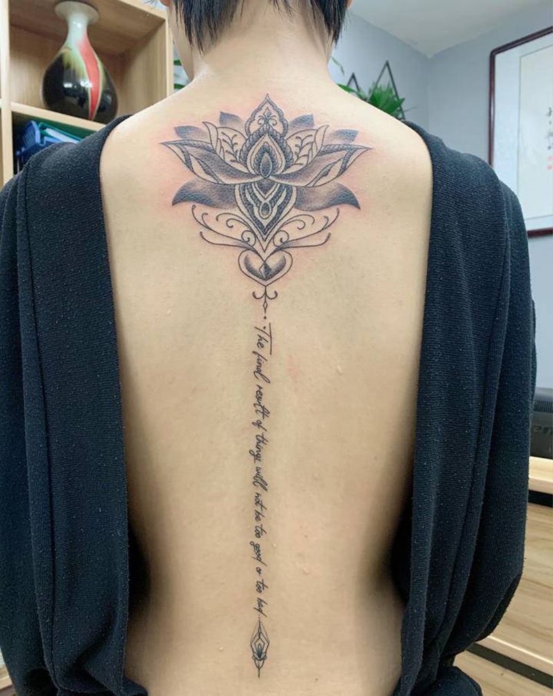 脊柱纹身#梵花纹身#吴江酷客纹纹身图片_背部纹身图案