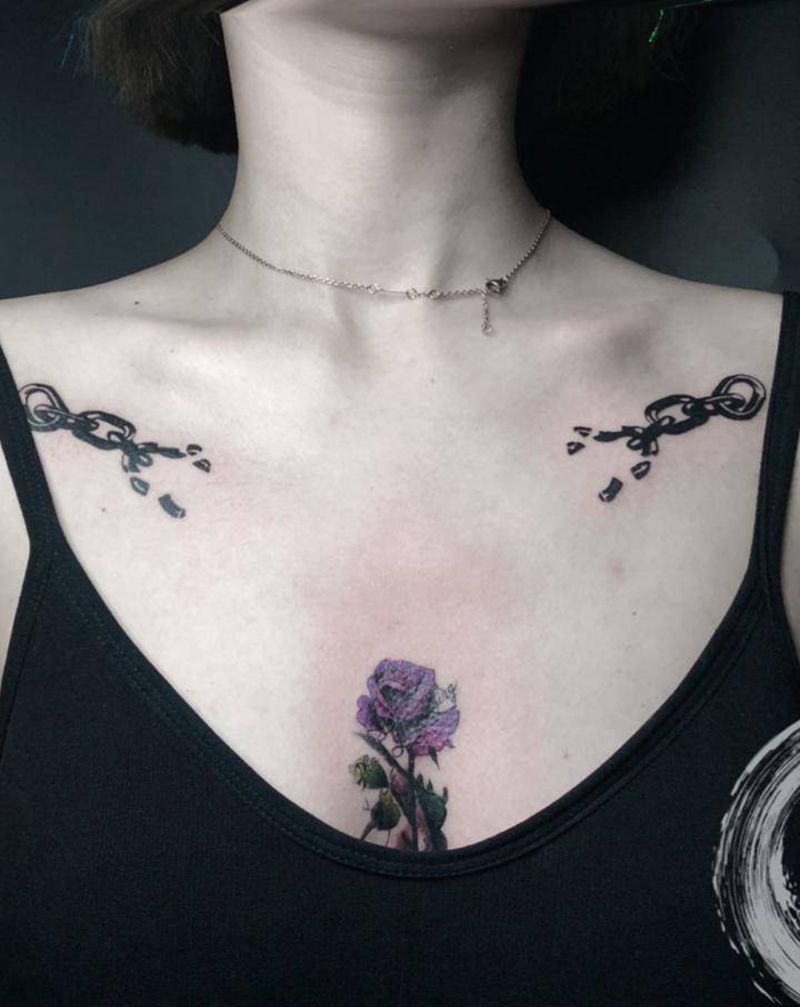 自由纹身图片_肩部Old School纹身图案