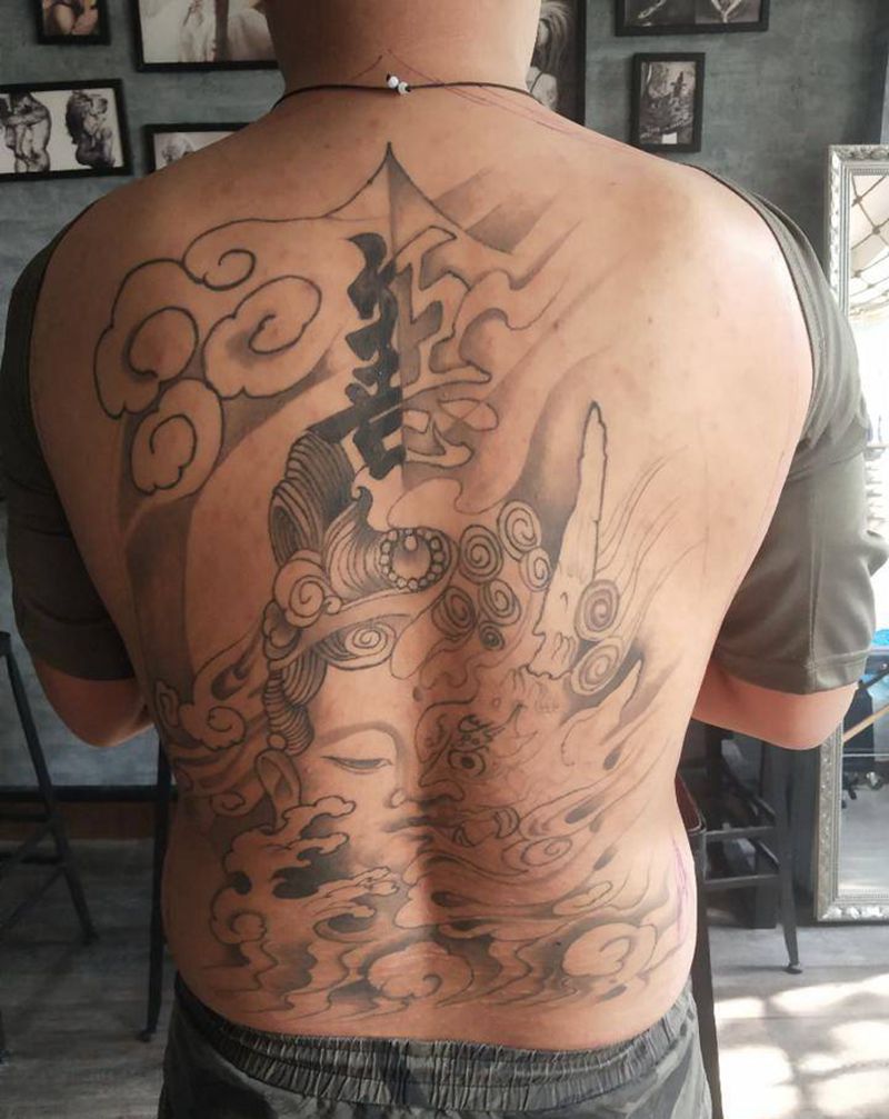 修改佛与魔纹身图片_新传统纹身图案