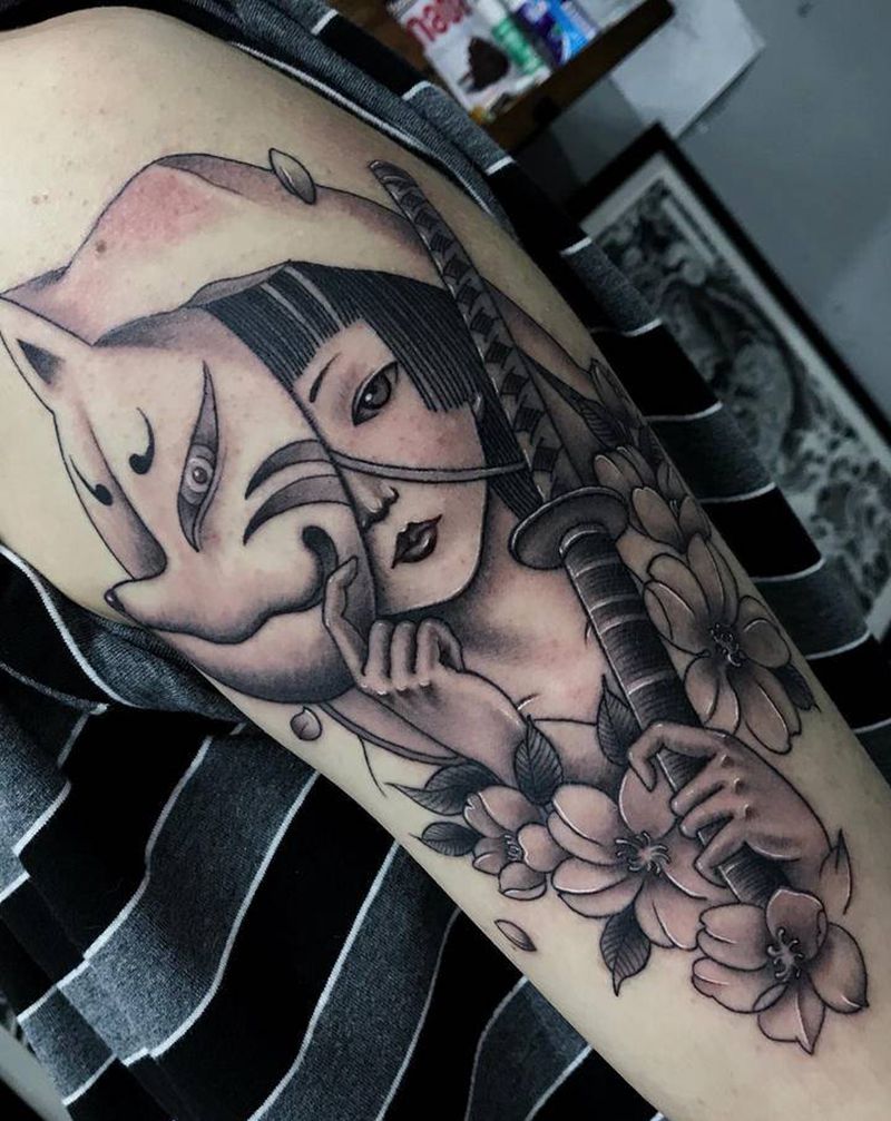 艺伎纹身图片_手臂纹身图案