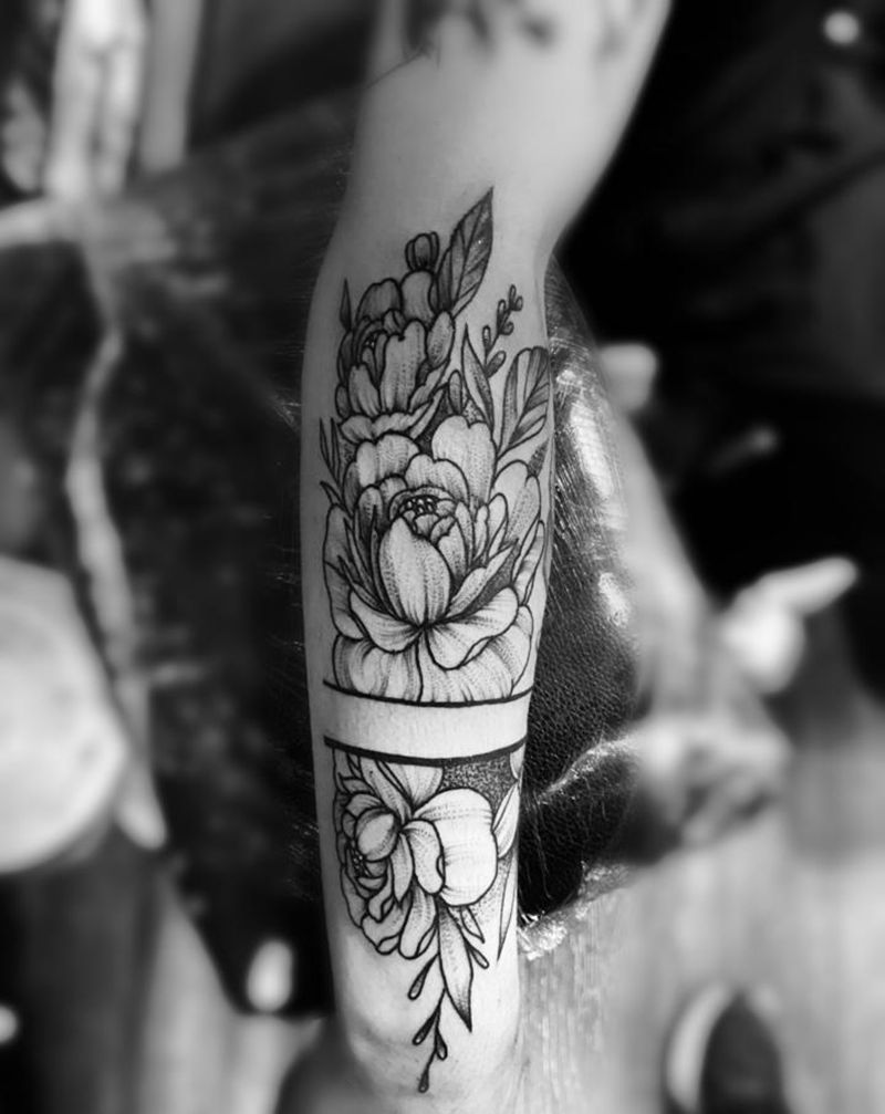 素花纹身图片_手臂纹身图案