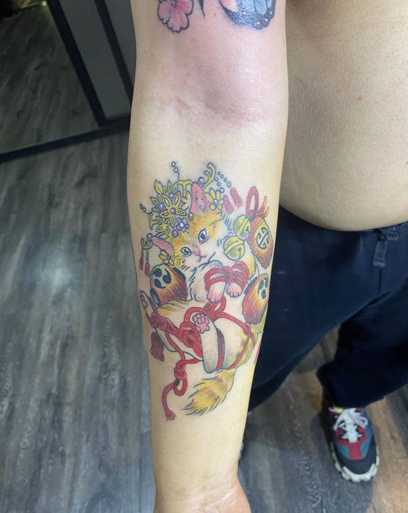 猫纹身图片_手臂纹身图案